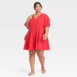NWT Red Bell Sleeve Mini A-line Dress Size 3X